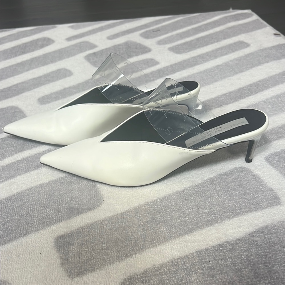 Stella McCartney White and Clear Mules